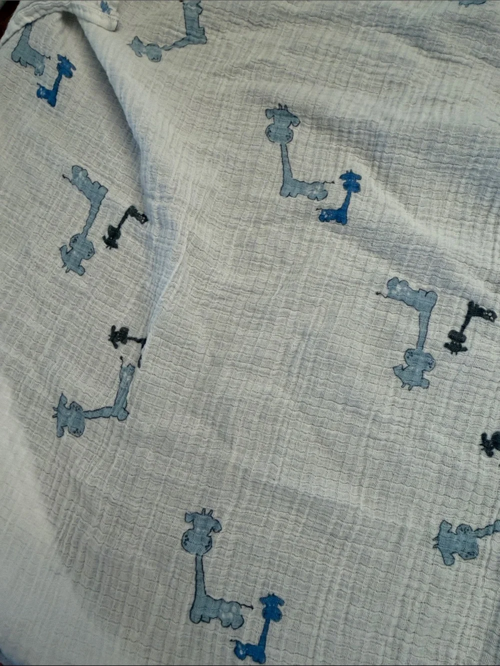 aden + anais Muslin Swaddle Blanket - Blue & Gray Giraffe Print 44”x44” EUC 🦒